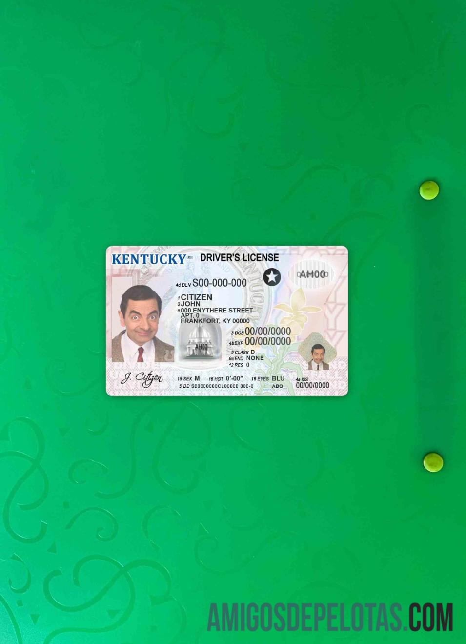 EUA Kentucky DL fotovisual frontal exemplo